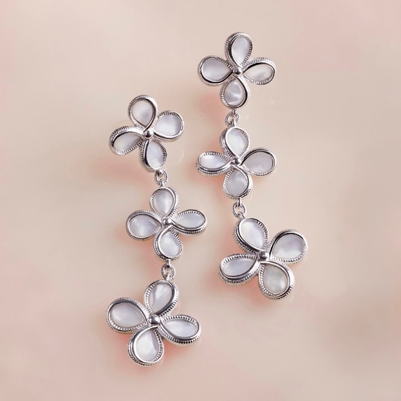 JUDITH RIPKA Jardin Mother-of-Pearl Triple Drop Earrings in Sterling Silver - Picture 1 of 4